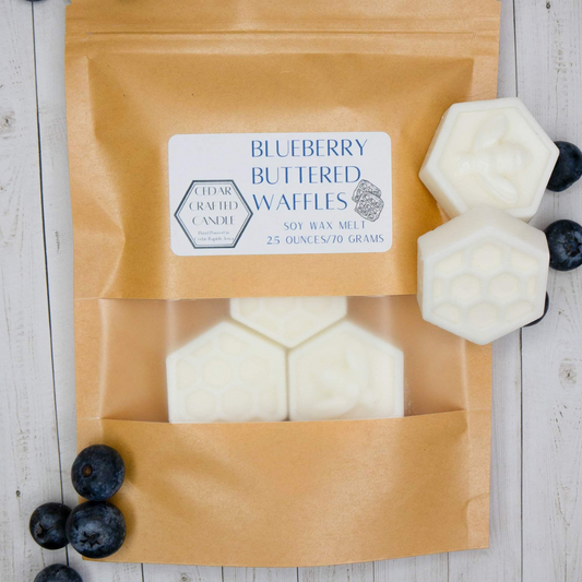 Nontoxic soy wax melts scented in Blueberry Buttered Waffles