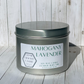 Hand-poured, nontoxic soy candle scented in Mahogany Lavender